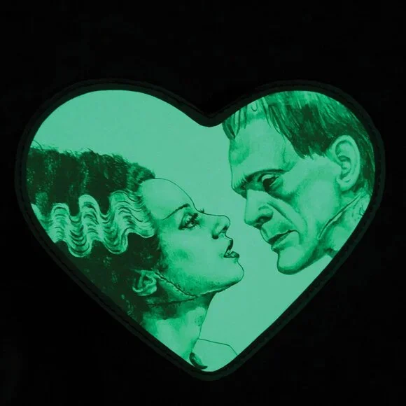Frankenstein with Bride Glow in the Dark Heart Shape Wristlet Wallet - Picture 2 of 2